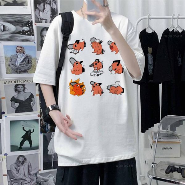 Herren T-Shirts Kettensäge Mann Pochita Makima T-Shirt Männer Lustige Harajuku Anime T-Shirt Männliche 2000er Jahre Kleidung