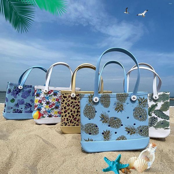 Depolama çantaları plaj su geçirmez çanta tote eva lahana sepet evcil hayvanlar ile alışveriş duş çiçek baskısı