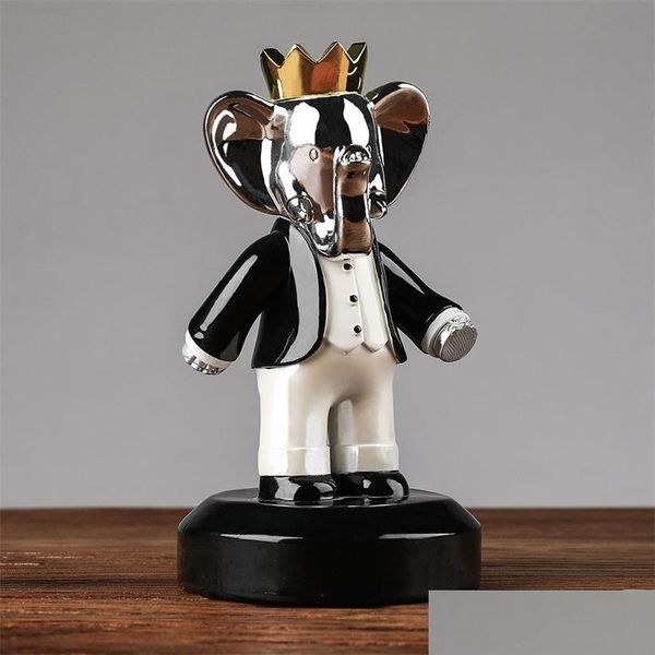 Objetos decorativos Figuras do Babolex Decoração de casa Presente de elefante eletroplatação de elefante para série de animais interiores Living Ro dhnsi