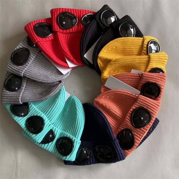 Hut Baumwolle Goggle Beanie Cap Mann Frauen Winddicht Wolle Gestrickte Gläser Caps Outdoor Sport Hut Paar Beanies