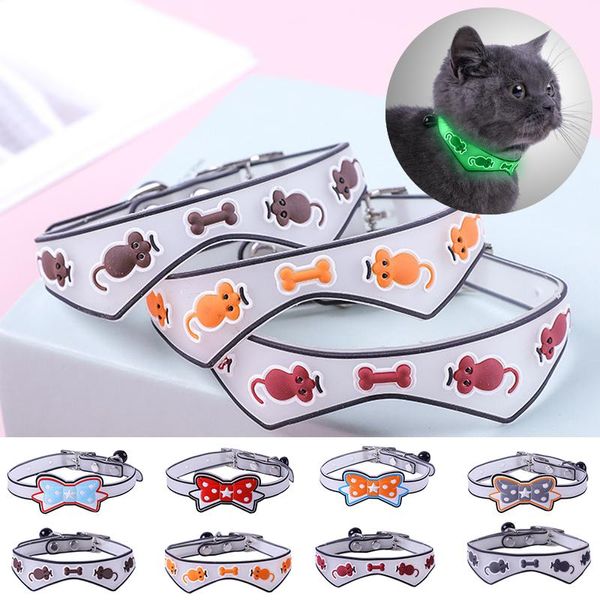 Katzenhalsbänder führen fluoreszierendes Silikonhalsband leuchtende Krawatte Kätzchen und Hund in der Nacht Anti-Verlust-Haustierdekoration De Gato