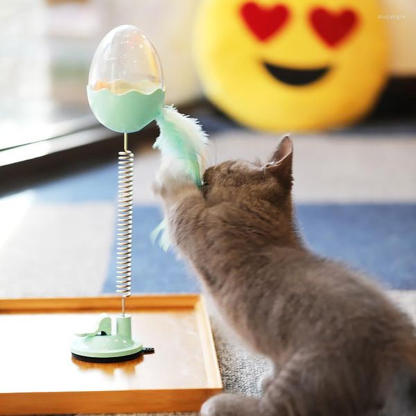 Brinquedos de gato engraçado Toonete de brinquedo interativo Swing de alimentos com alimentos bola de penas de primavera piscando gatinho auto-tocando produtos para animais de estimação