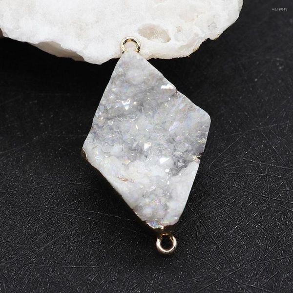 Образцы натуральный камень Rhombus Druzy Crystal Pendants Кварцевые самородки для ювелирных изделий для ювелирных изделий модные ожерелья для браслетного разъема