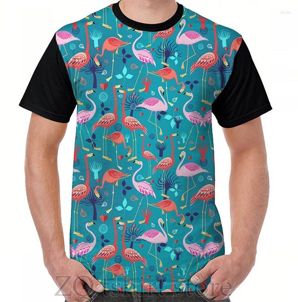Erkek Tişörtleri Güzel Desen Aşıklar Flamingo Grafik T-Shirt Erkekler Tee Women Tişört Komik Baskı O yaka Kısa Kollu Tshirt