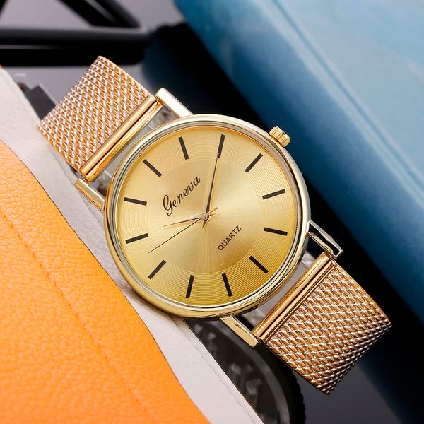 HBP Golden Watch Girls Casual Owatches da polso da donna Orologi inossidabile cinghia in acciaio Quarzo Morovel orologio da polso elettronico