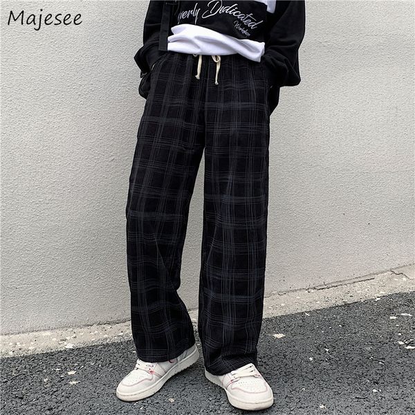 Pantaloni da uomo Primavera Pantaloni scozzesi casual Uomo Gamba larga Vintage BF Coppia Pantaloni di velluto a coste dritti Streetwear Harajuku Mopping Oversize S-3XL 230311