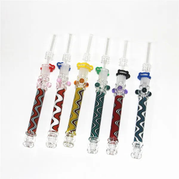 narghilè Mini nettare con punta in titanio Pen Style Nector Glass Straigh Tube Accessori per fumatori Tester per punte in vetro