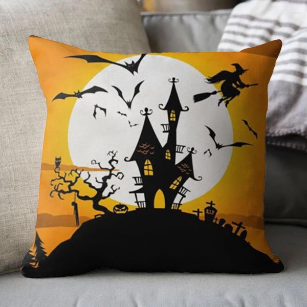 Federa per cuscino Copertine personalizzate per Halloween 18x18 pollici Trattare Cuscino per pipistrello zucca fattoria per divano Divano Living Room indoor