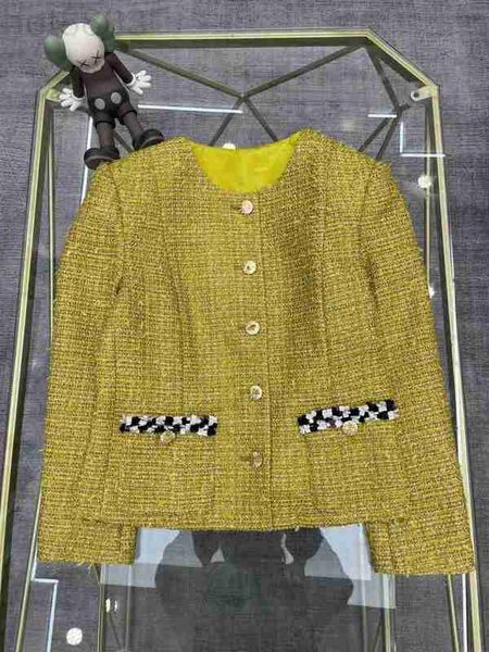 Kadın Ceketler Tasarımcısı Milan Pist 2023 Yeni Bahar O Boyun Uzun Kollu Panelli Sweaters Marka Aynı Stil Dış Giyim Emes