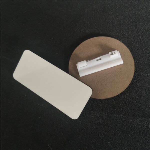 sublimazione bianco bianco mdf badge pin etichetta personalizzata in metallo distintivo magnetico stampa a trasferimento caldo consumabili fai da te all'ingrosso