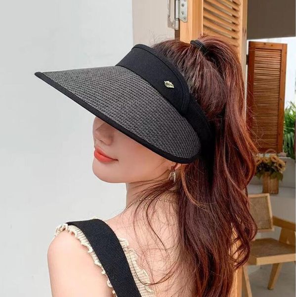 HBP Hat Visor Summer Casual Spoll Women's Pagning Weave SandBeach Women Fashion Top Capite Viaggi Cappelli da sole da viaggio