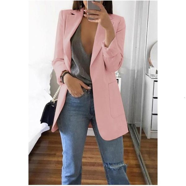 Ternos femininos Blazers Moda feminina Cardigan Roupas de colarinho de colarinho casual casaco de lapela Lady Lady Manga Pocket Blazers exclusivos fêmeas tampos mais tamanho 5xl 230311