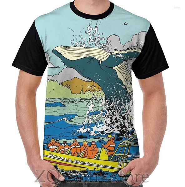 Erkek Tişörtleri Jumping Balina Grafik T-Shirt Erkekler Tee Kadın Gömlek Komik Baskı O yaka Kısa Kollu Tshirts