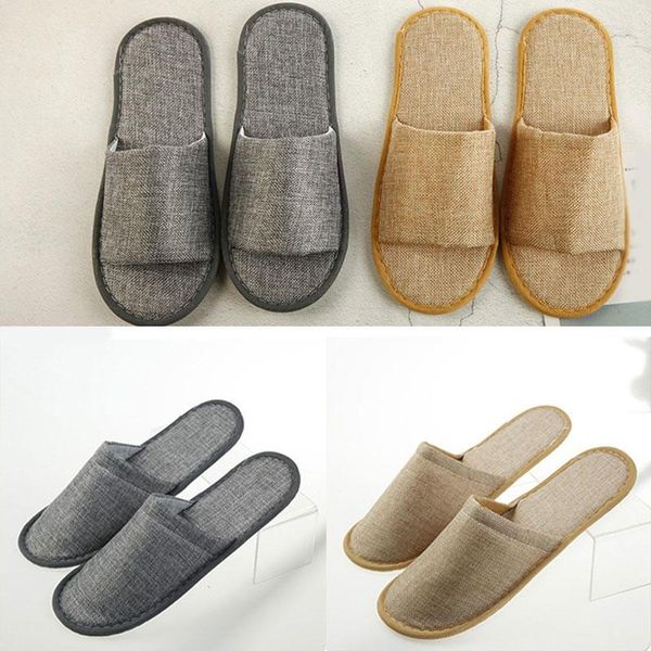 Pantofole 2023 Simple Fashion Unisex El Travel Spa Portable Men Pantofola di lino per interni usa e getta per gli ospiti domestici