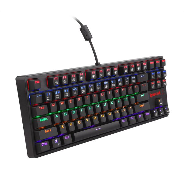 n K576R Mechanische Gaming-Tastatur, kabelgebunden, USB, LED, Regenbogen-Hintergrundbeleuchtung, kompakte mechanische Gamer-Tastatur, 87 Tasten, für PC und Laptop