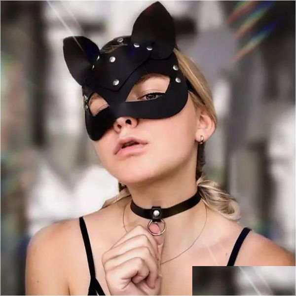Parti Maskeleri Mark Siyah Kadın Kız Seksi Tavşan Kulakları Maske Sevimli Kedi Bonaj Cadılar Bayram
