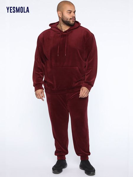 Erkeklerin Takipleri Yesmola Bahar Sonbahar Velvet Sport Suit Erkek Plus Venor Kalın Hoodies Pantolon Sıcak Sweatshirt Spor Giyim Takımı Seti 230311