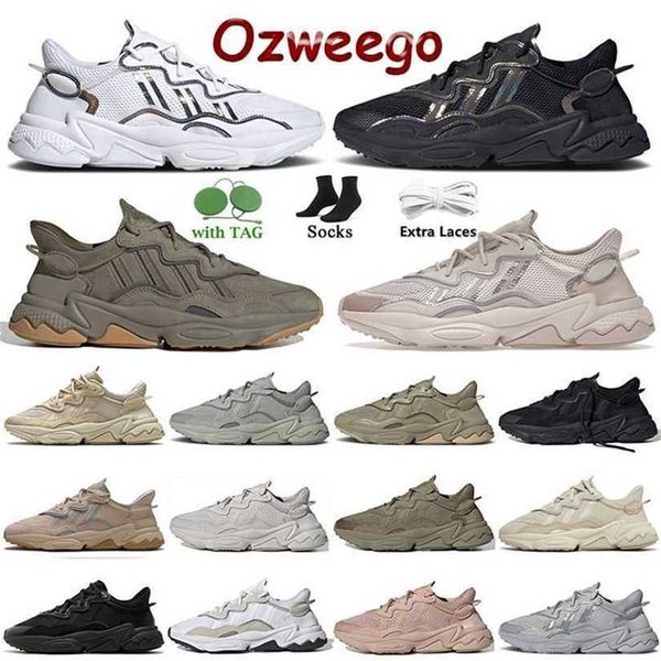 Orijinal Reklamlar Ozweegos Erkek Kadınlar Koşu Ayakkabı Tasarımcısı Üçlü S siyah beyaz yanardöner iz kargo Bliss Ash Pearl Tebeşir İnci Kenevir Ozweego Runner Casual Train Qe58
