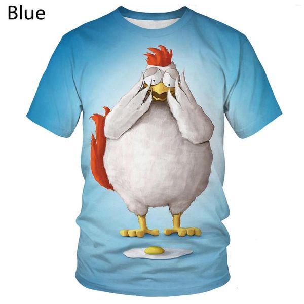 Camisetas masculinas 2023 Moda neutra Padrão 3D camiseta impressa engraçada Frango Cool Chicken Summer Manga curta