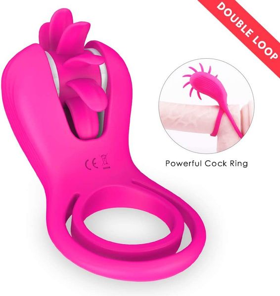 Anel de pênis lambendo engrenagem anel vibratório anel de pênis masculino feminino casal compartilhando clitóris mamilo e estimulação à prova dwaterproof água bloqueio anel de esperma