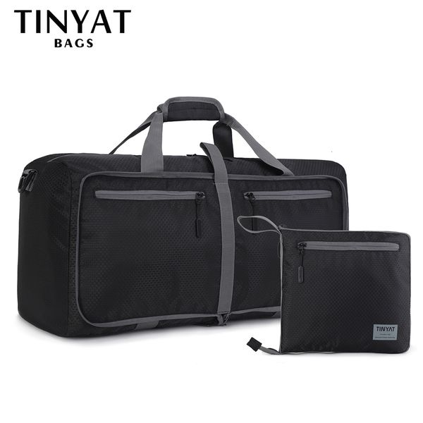 Sacos de coisas Tinyat Men Dobrando Bolsa de Viagem Protável Tote Bag de Grande Capacidade de Nylon Travel de Nylon Duffel Bagagem Preta Male 230311