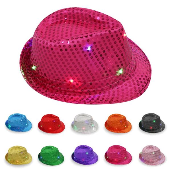 LED-Jazz-Hüte, blinkend, leuchtend, Kostüm, Tanz, Party-Hüte, Unisex, Hip-Hop-Lampe, leuchtende Kappe