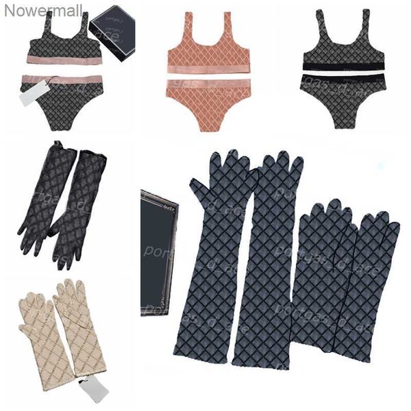 BHs ggsity Buchstaben bestickt Damen 2023 Set ggity Vintage schwarze Ärmel Handschuhe Sexy Spitze Tüll nahtlose Unterwäsche INS Mode dünne Hochzeit Party Handschuh