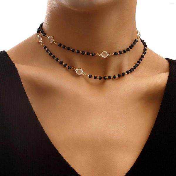 Ketten Ankunft 70 10 cm schwarze Perlen Halsband Halskette für Frauen Vintage klarer Kristall Kubikzircon lange Modeschmuck Geschenk