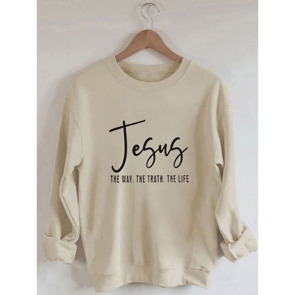 Camiseta feminina jesus impressão retro vintage algodão mangas compridas moletom 230311