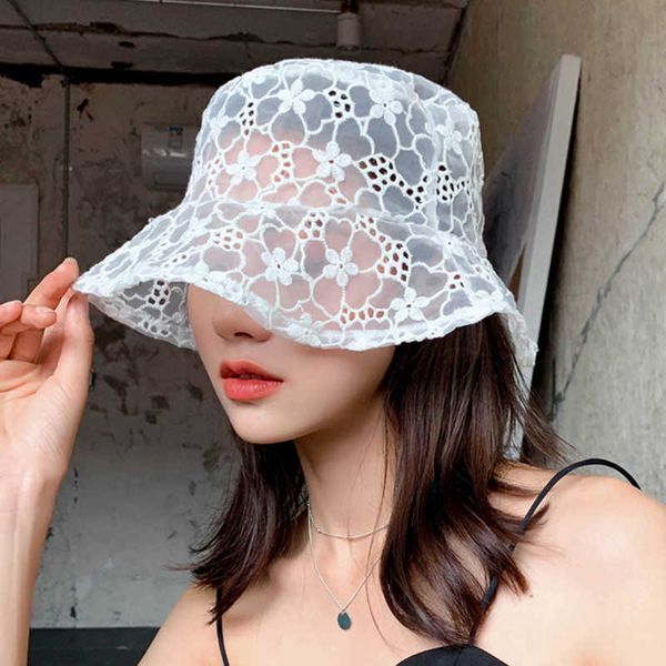 Chapéus de aba larga vintage elegante le bucket chapéu mulheres verão Beh Sun Hats Fashion Hat Korean Hat Breathable Fisherman Hat P230311