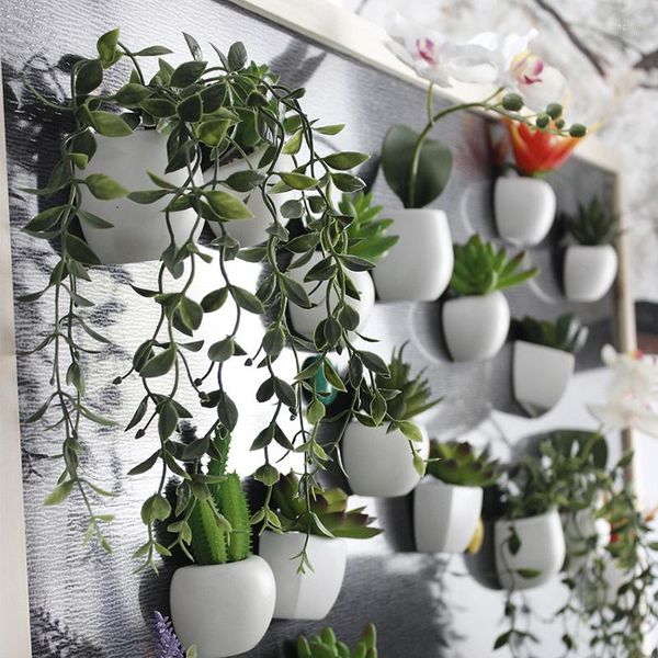 Flores decorativas 1pcs mini ímãs de geladeira em vasos de plantas suculentas verdes suculentas de bomte