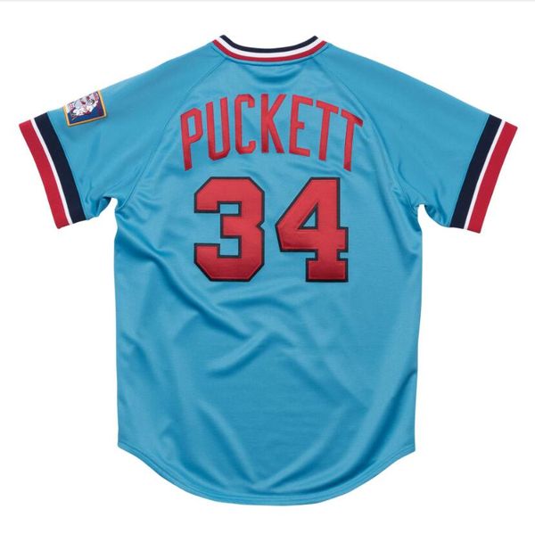 Эд бейсбольные майки 34 Kirby Puckett 1984 Мужчина Women Youth S-4xl Mesh Classics Retro Jersey