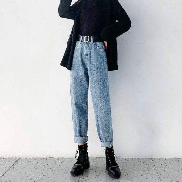 Kadın Kotları Kadınlar Sonbahar Yüksek Belli Jean Düz 5xl Artı Boyut Femme Pantolon Gevşek Erkek Arkadaş Denim Street Giyim Pantolonları Tam Uzunluk