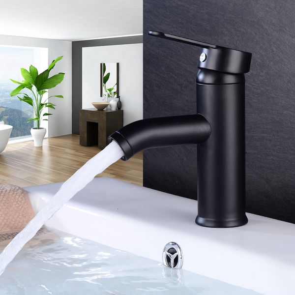 Banyo lavabo muslukları mat siyah tek sap banyo havzası muslukları soğuk ve mikser havzası lavabo siyah su mutfak musluğu 230311