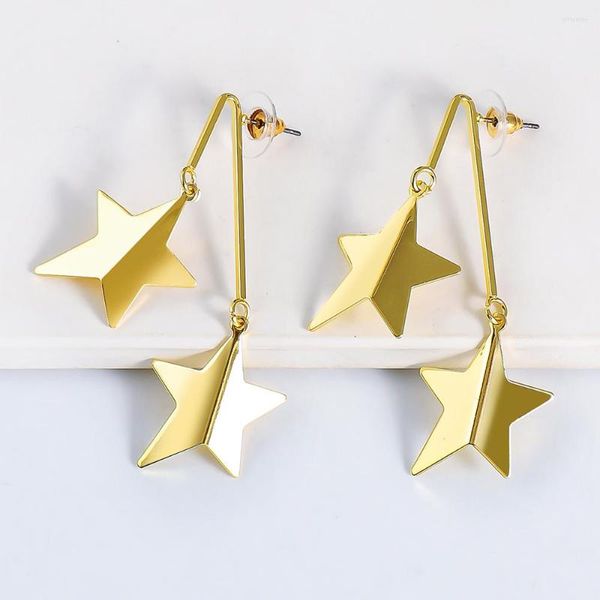 Brincos Dangle Star Design Star Gold Silver Breating Punk Declaração para Mulheres 2023 Forma Longa Anel de Ear Anel de Partido por atacado