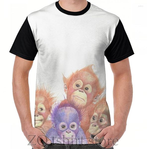 Erkekler Tişörtleri Orangutans Turuncu Mor Bebekler Grafik T-Shirt Erkekler Tee Women Tişört Komik Baskı O yaka Kısa Kollu Tshirt
