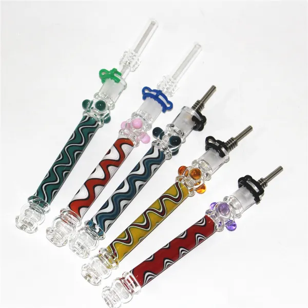 Glas-Nector-Kits 10 mm Titan-Nagelstrohkonzentrat Dab Straw Nectar GR2 Glasbong mit Titanspitze