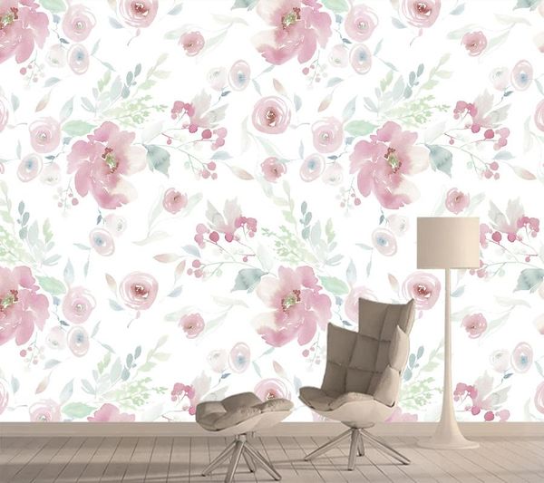 Tapeten 3d PO Tapeten Wohnkultur Tapete für Wohnzimmer Mädchen Schlafzimmer Rosa Rose Floral Natur Wände Wandgemälde Rollen