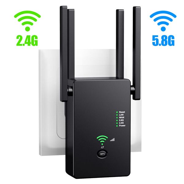 5GHz WIFI REPETADOR DE WIFI SENHORANTE 1200 Mbps WiFi Booster 2.4G Extender de longo alcance 5G Wi-Fi Amplificador Repetidor U6