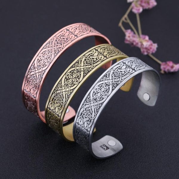 Pulseiro Bangle Celt Irish Knot Bangles Magnetic Power Hologram Bracelets para homens homens Vintage Jewelry Health Caring