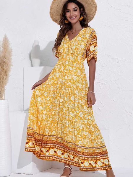 Lässige Kleider Sommer Damen Boho Weiches Damenkleid Mode Reines Grün Lange Seidenrobe Lässige Hochzeitsdruck Retro Hohe Taille Swing Kleid G230311