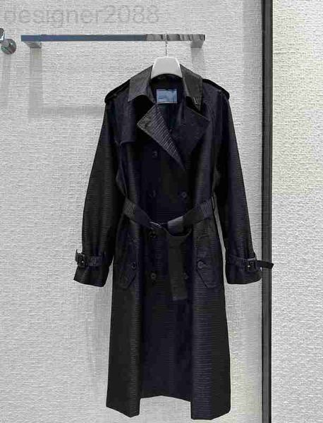 Trench da donna Designer Milan Runway 2023 Nuova primavera bavero collo manica lunga con pannelli marchio stesso stile capispalla 83PJ