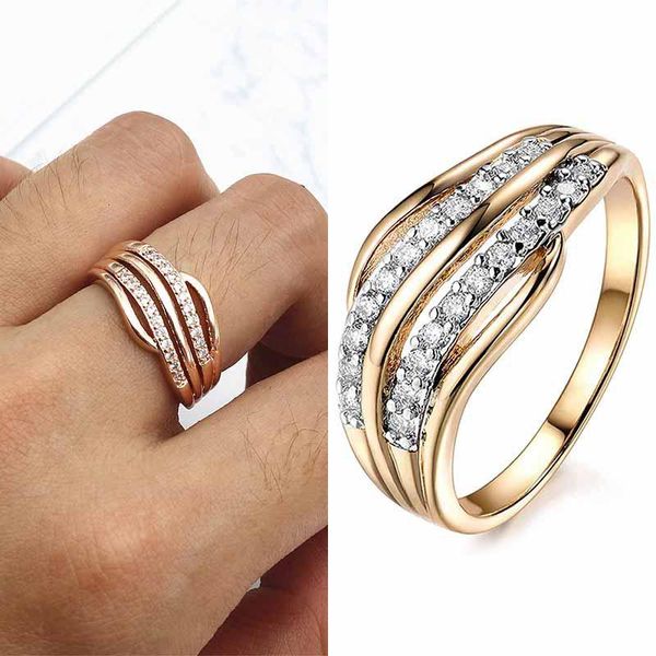 Fedi nuziali Moda Anello Gioielli Fidanzamento Micro-set Zircone Promessa Oro rosa Cristallo Eleganza 2023 Ragazza unica