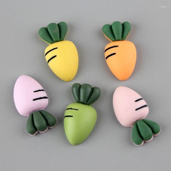 Charms Kawaii Carota Verdure Flatback Cabochon in resina Abbellimenti Scrapbooking 10pcs 14 27mm Frigo Sticker Decor Pulsanti carini