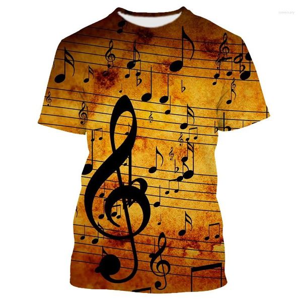 T-shirt da uomo Jumeast Y2k Uomo Donna T-shirt stampata 3D Hip Hop Pianoforte Chitarra Musica Camicia a maniche corte Sport Pullover Tops Tees