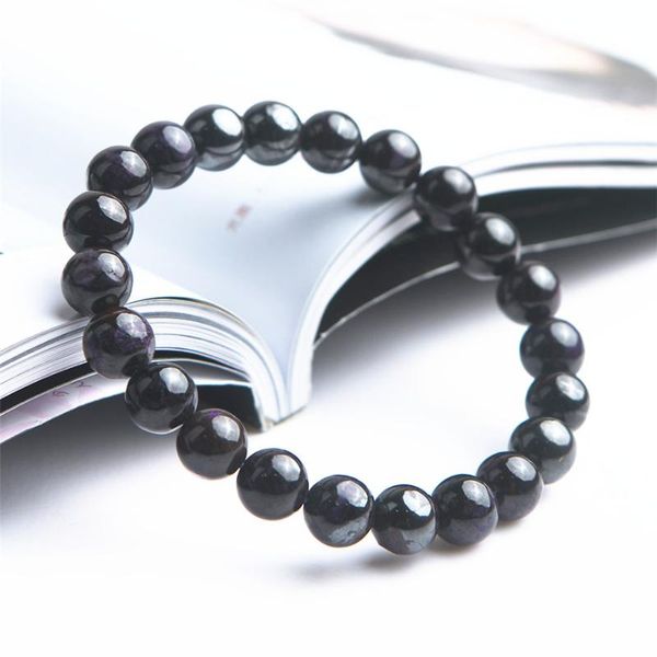 Fili di perline Gemme di Sugilite viola naturale autentiche Gemme di pietra di cristallo elasticizzato con perline rotonde Bracciale da donna da 9 mm