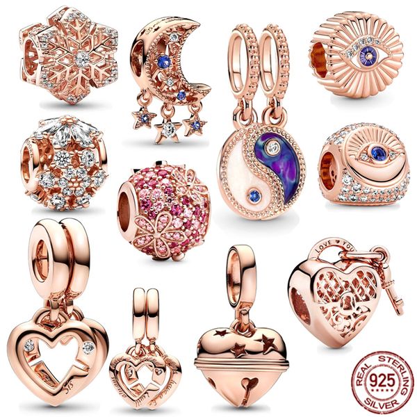 Pandora S925 Gümüş Love Your Heart Asılı Kilit Kar Tanesi Charm Süspansiyon Bilezik için Uygun DIY Moda Takı