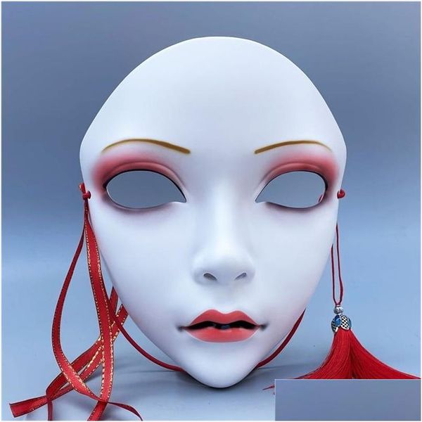 Party Masken Dekor Japanische FL Gesichtsmaske Cosplay Halloween Rave Tanz Chinesischer Stil Schönheit Dame Kostüm Prop Drop Lieferung Home Garde Dh4Uo