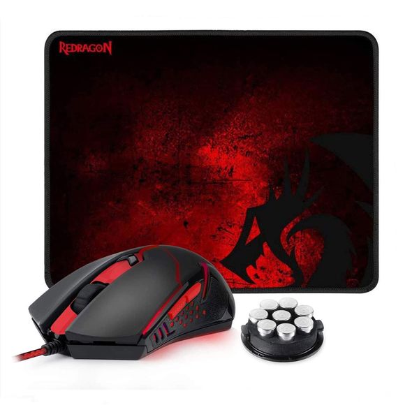 N M601-BA BA GAMING Mouse e Mouse Pad Combo Wired MMO 6 Button Mouse 3200 DPI LED RED Lit para Windows PC Gamer