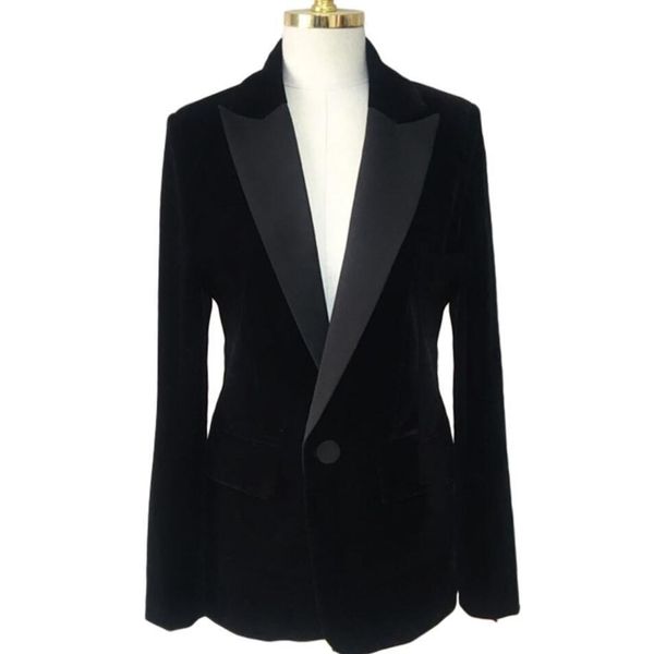 Ternos femininos Blazers Blazers Velvet Blazer Coat Tops Black Jackets Office Autumn Moda Lady Elegant Small Suit 230311